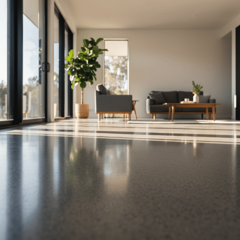 Polished residential concrete floor