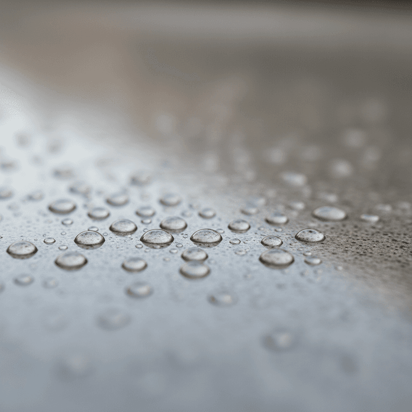 Water beading on protected concrete